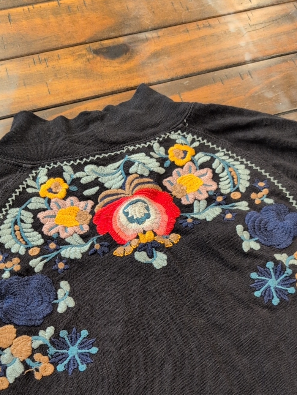Free People Disco Rose Embroidered Long Sleeve Mock Neck - Picture 8 of 8